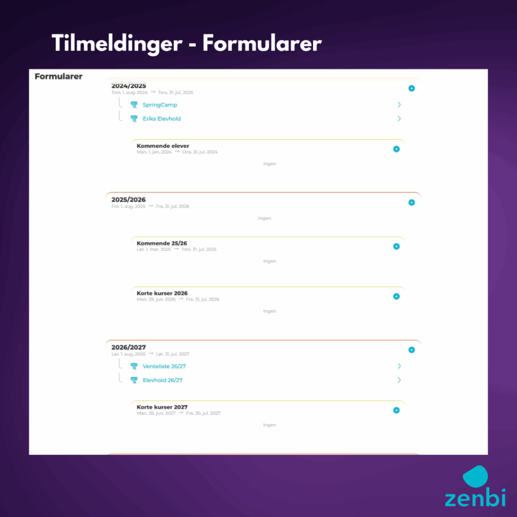 Tilmeldingsmodul i Zenbi