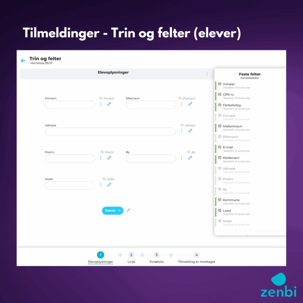 Tilmeldingsmodul i Zenbi