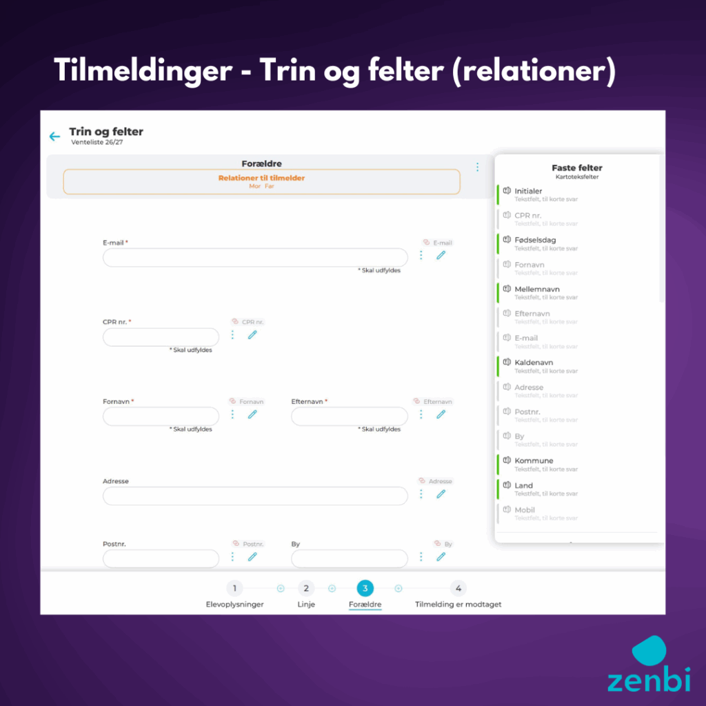 Tilmeldingsmodul i Zenbi